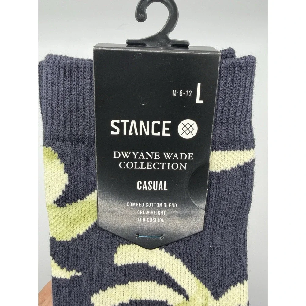 Stance Dwyane Wade Collection Navy Blue Palm Crew Socks A556C24PAL Mens Large